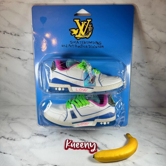 Louis Vuitton Other - Louis Vuitton Sneakers SoHo Exclusive Trainers Men 8 Blue Virgil Abloh Neon LV